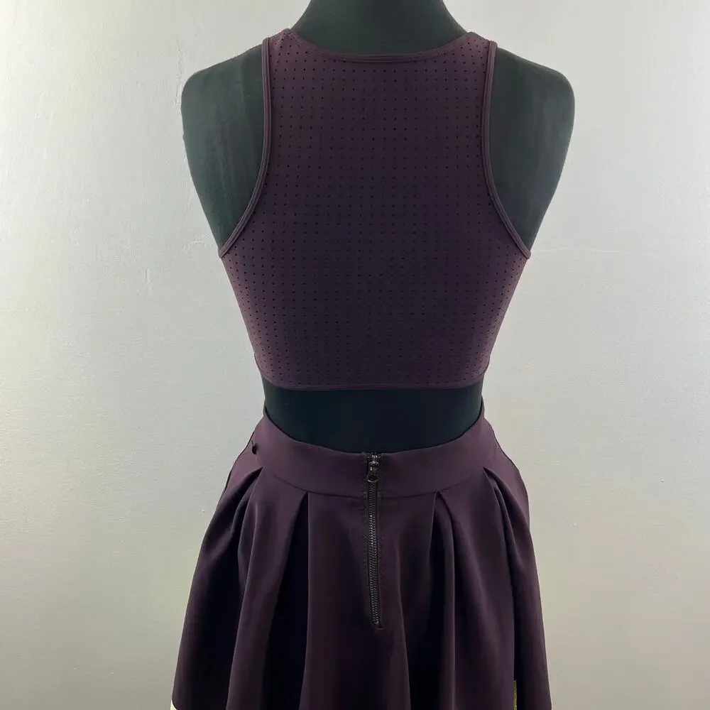 LULULEMON Purple Cherry Lime Sleeveless Back Cut Out Fit & Flare Away Dress